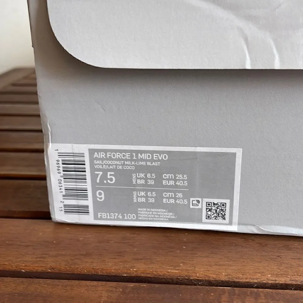 Nike Air Force 1 Mid Evo Sail/Coconut Milk Men7.5 Women9(FB1374-100)MSRP$150